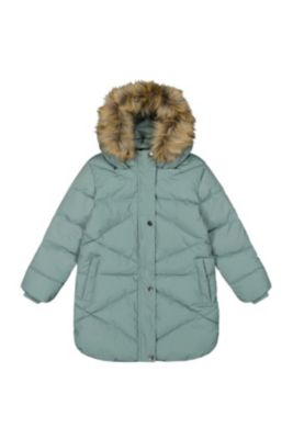 Girls' Long Fleece Lined Diamond Quilted Winter Puffer Coat - Little Kid