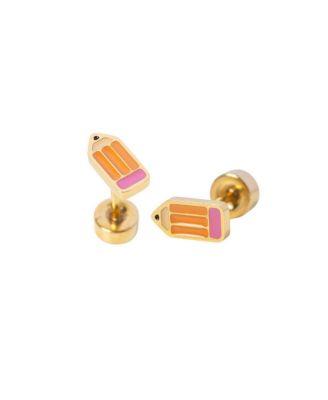 Girls' Pencil Flatback Stud Hypoallergenic Earrings