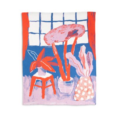 House Plants Cotton Throw Blanket