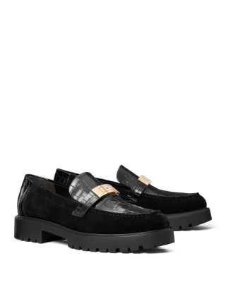Women's LeeLee Embossed Leather & Suede Lug Loafers