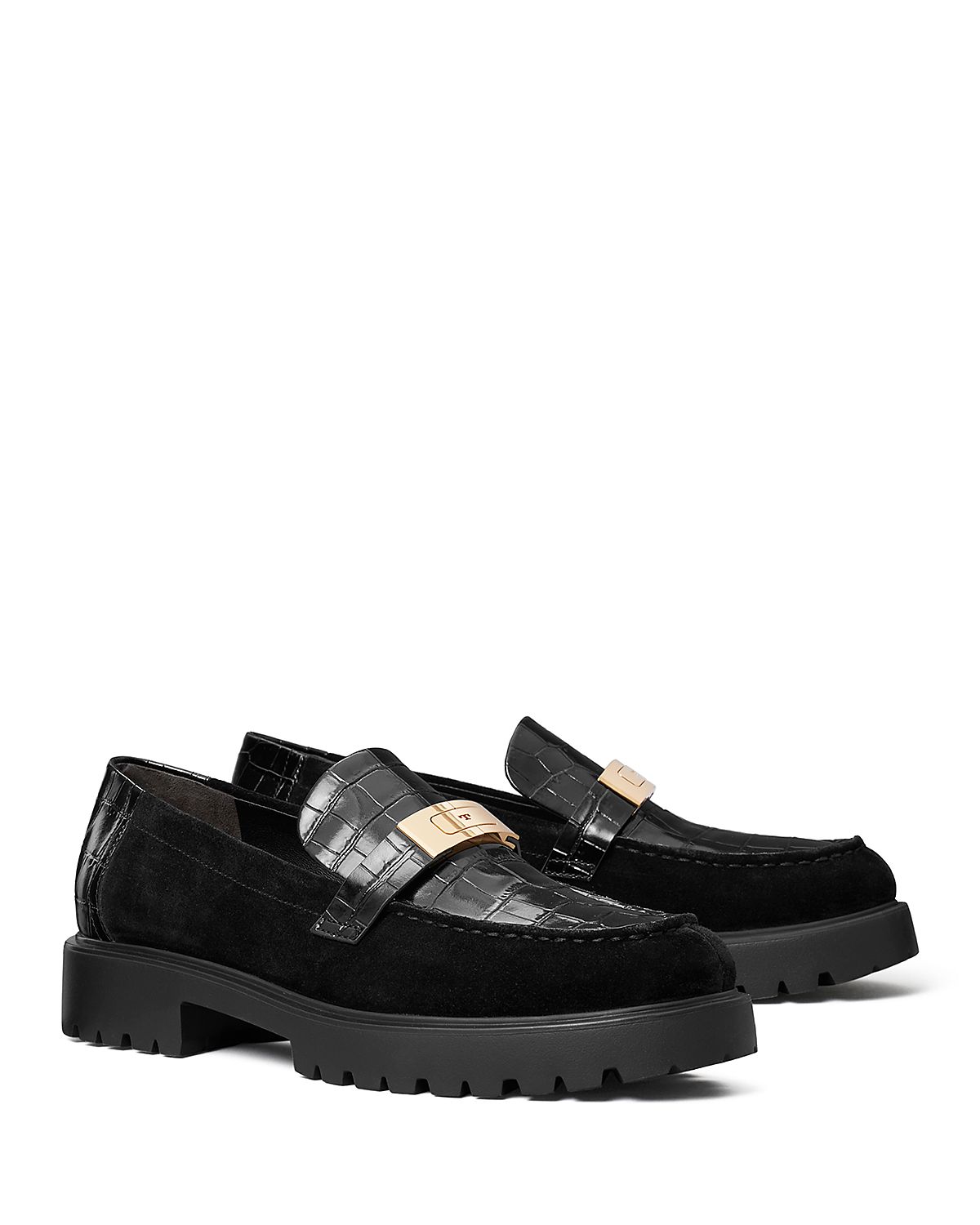 Tory Burch Women's LeeLee Embossed Leather & Suede Lug Loafers