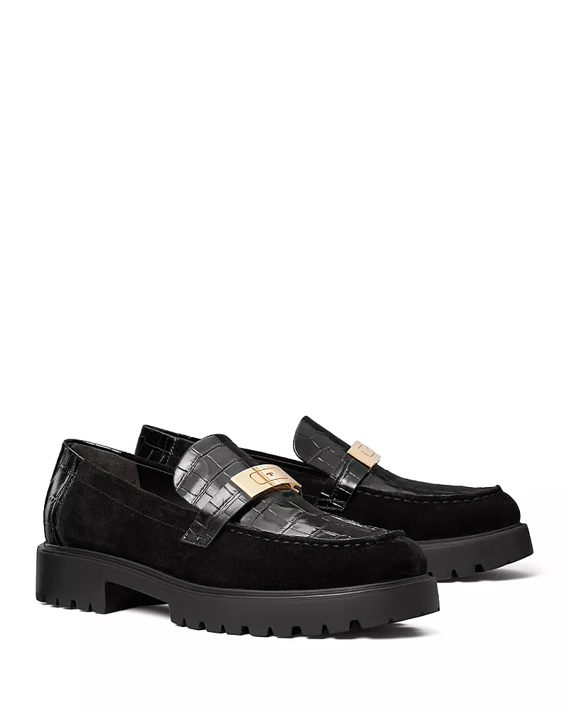 Tory Burch Women's LeeLee Embossed Leather & Suede Lug Loafers
