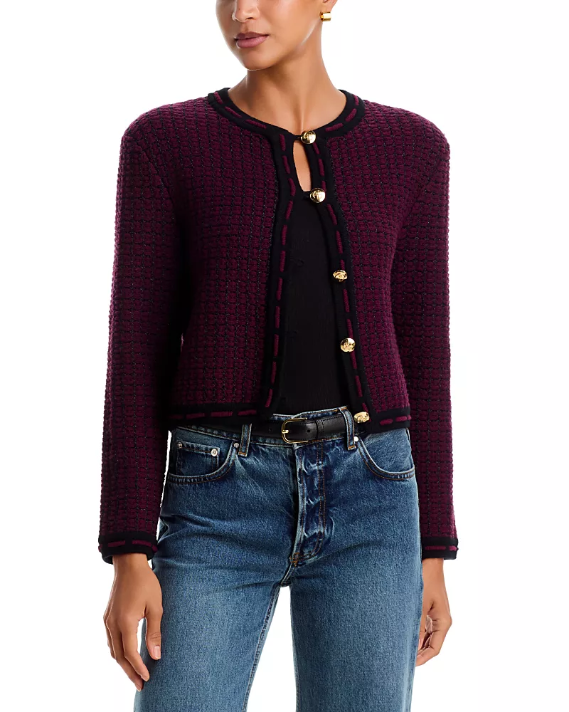 Anine Bing Nora Tweed Cardigan Sweater