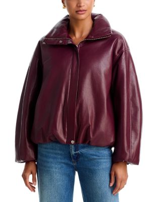 Cyrus Burgundy Leather Trim Jacket