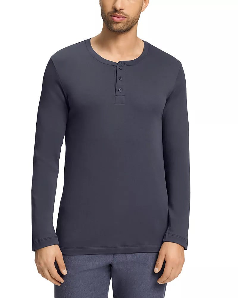 Hanro Stormy Cotton Brushed Henley Shirt