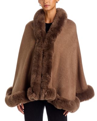 Faux Fur Trim Poncho