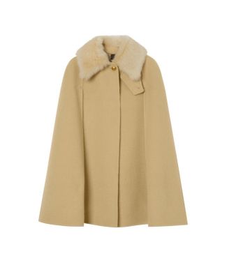  Shearling Collar Cashmere Cape