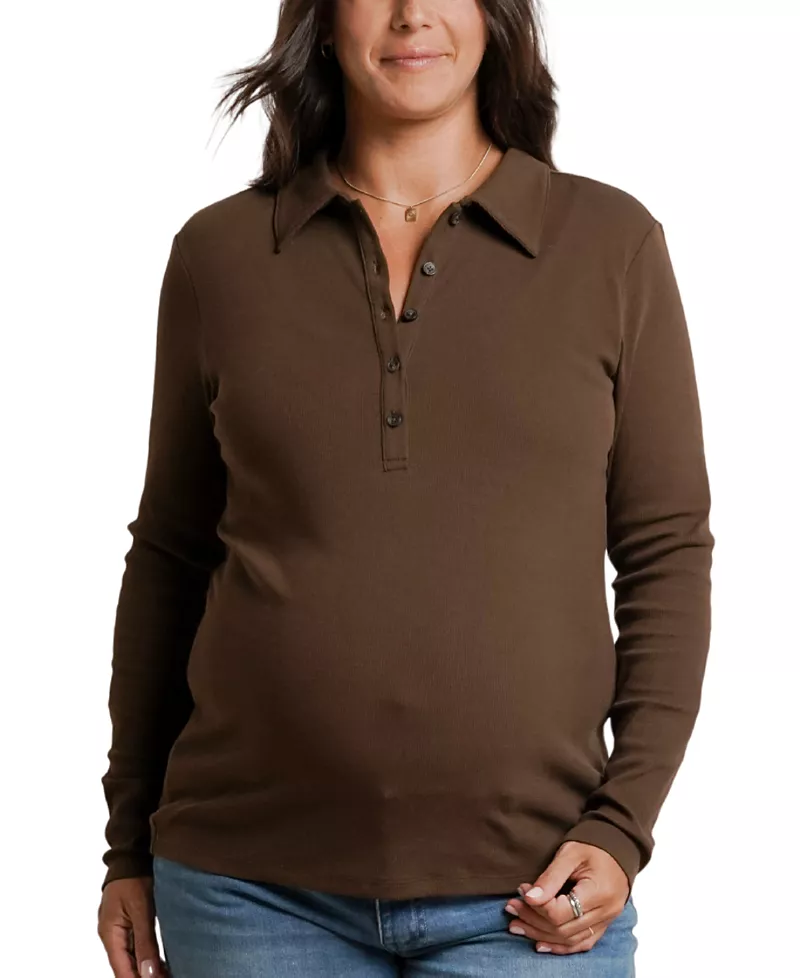 Nom Maternity Paige Polo Nursing Tee