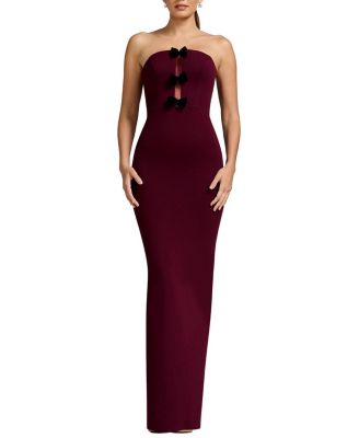  Everly Strapless Sheer-Inset Bow Gown