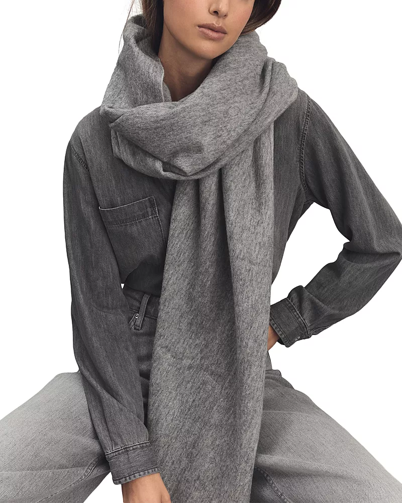 Reiss Wool & Cashmere Fringed Scarf