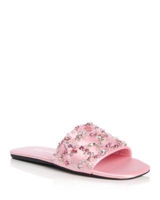 Women's Embellished Silk Slide Sandals - Exclusive