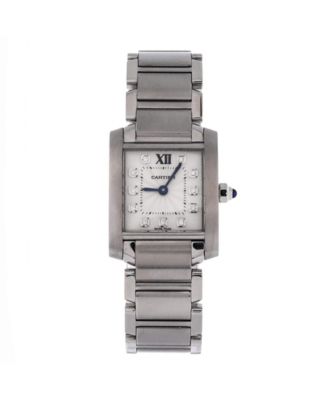  Tank Francaise Quartz Watch in Stainless Steel with Diamond Markers 20mm