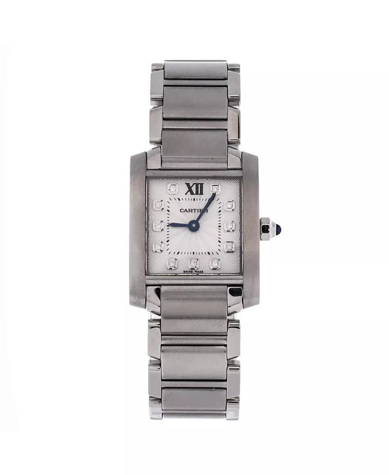 Pre-Owned Cartier Tank Francaise Quartz Watch in Stainless Steel with Diamond Markers 20mm