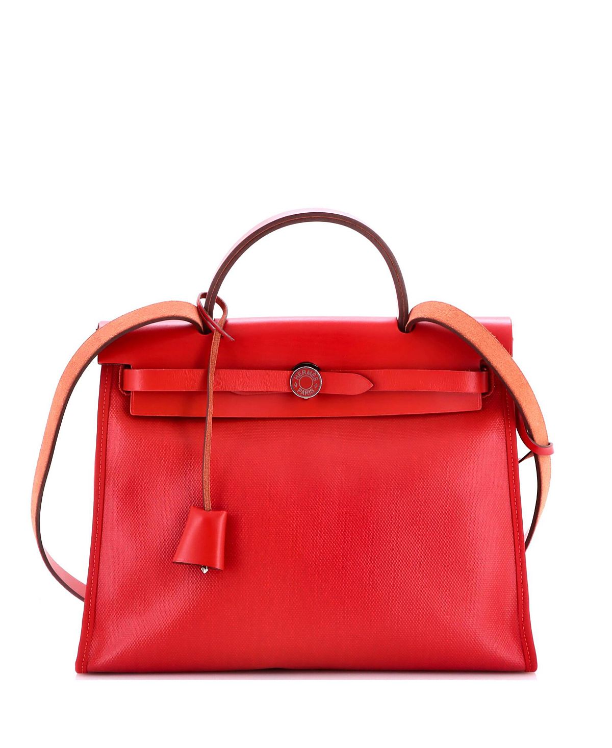 Pre-Owned HERMES 31 Herbag Zip Berline Vache Canvas and Leather