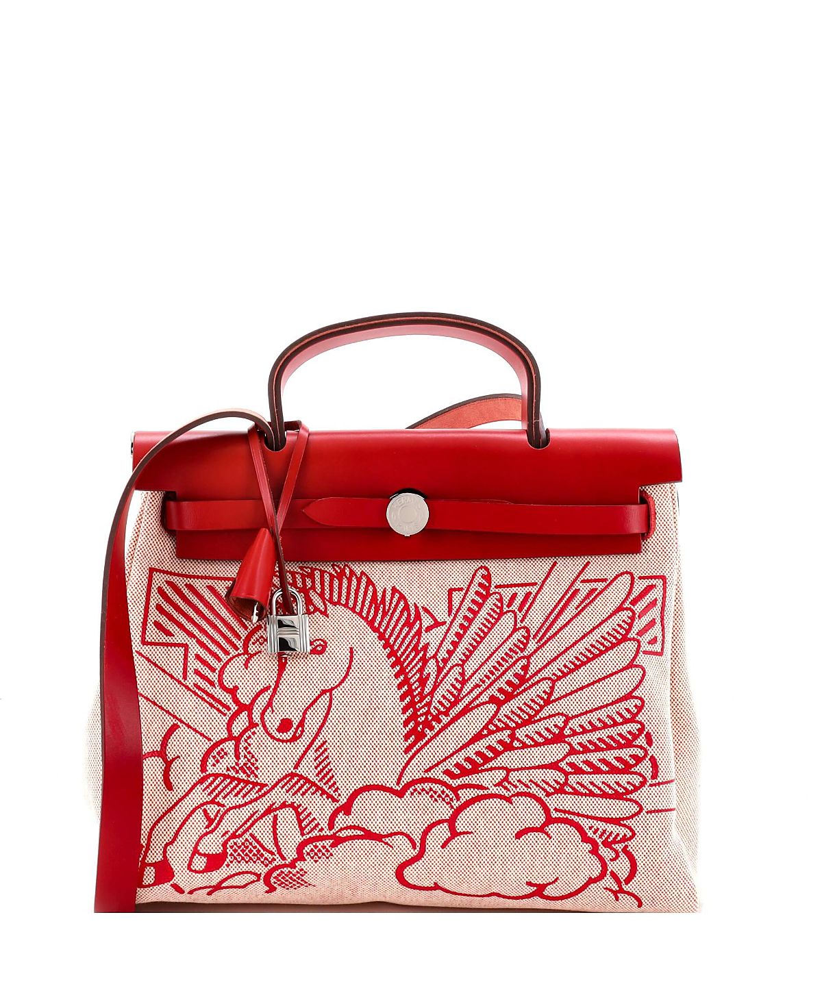Pre-Owned HERMES 31 Herbag Zip Pegase Pop Toile and Leather