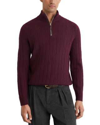 Douglas Wool Half Zip Diagonal Stitch Sweater