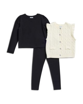 Girls' Little Lady Sweater Vest, Long Sleeved Top & Leggings Set - Little Kid 