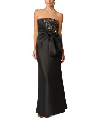 Mikado Bow Detail Strapless Dress