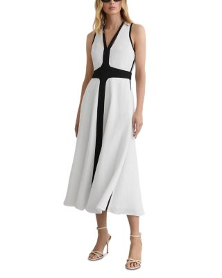 Contrast Trim Midi Dress