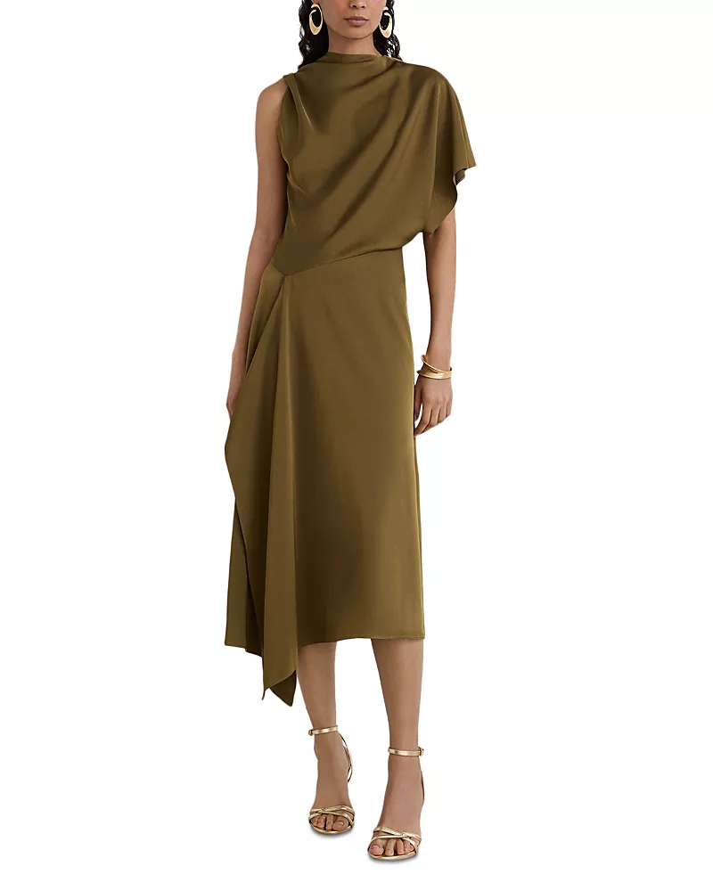 Reiss Naomi Matte Satin Asymmetric Dress