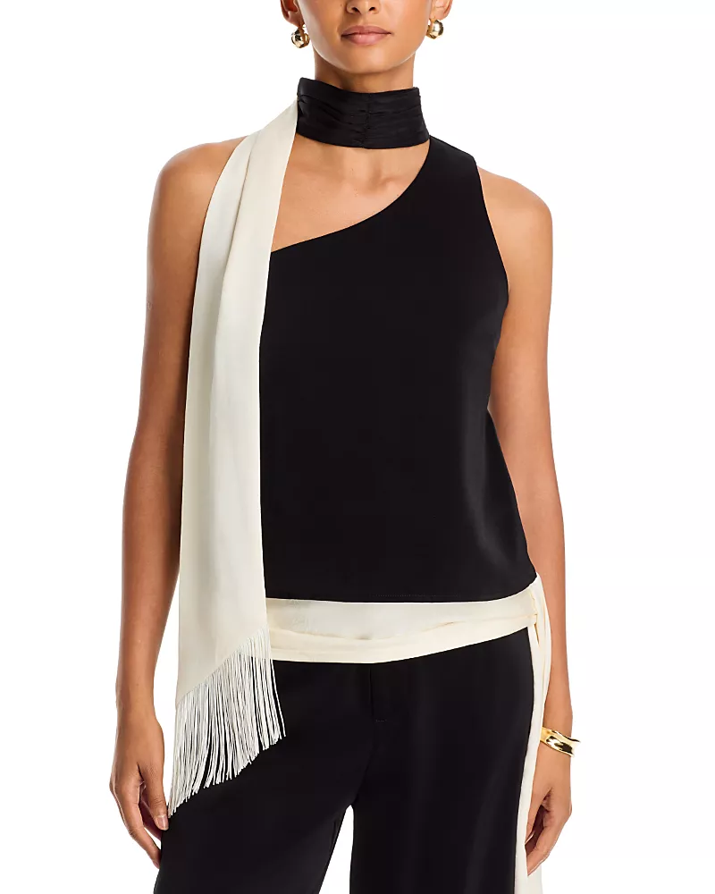 Aqua Scarf Fringe Halter Top - Exclusive
