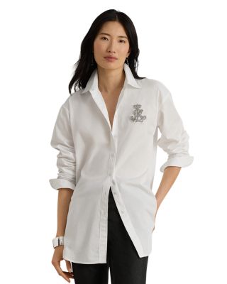 Relaxed Fit Rhinestone-Bullion Shirt