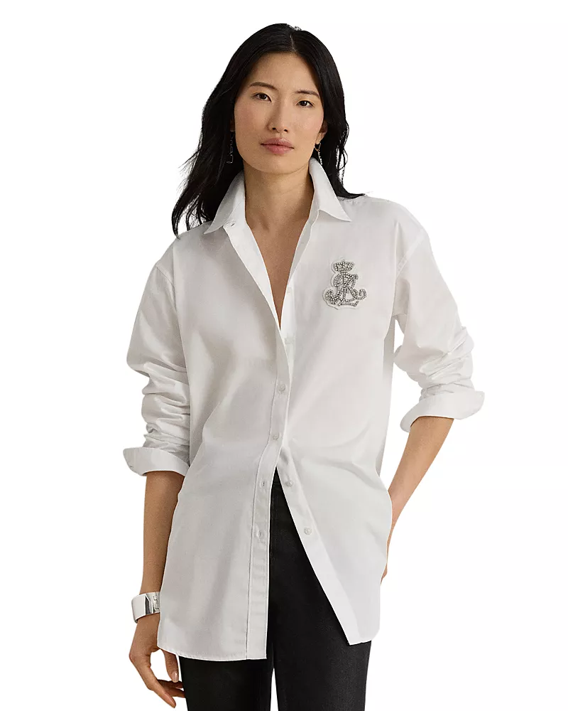 Lauren Ralph Lauren Relaxed Fit Rhinestone-Bullion Shirt