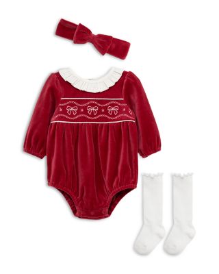 Girls' Bows Bubble Bodysuit, Headband & Socks Set - Baby