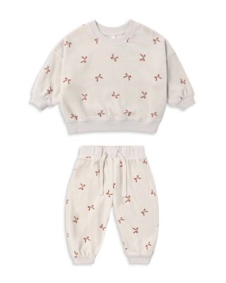 Unisex Velour Cotton Bows Top & Pants Set - Baby