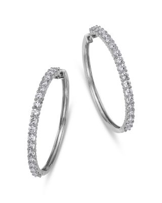 Diamond Hoop Earrings in 14K White Gold, 3.0 tcw
