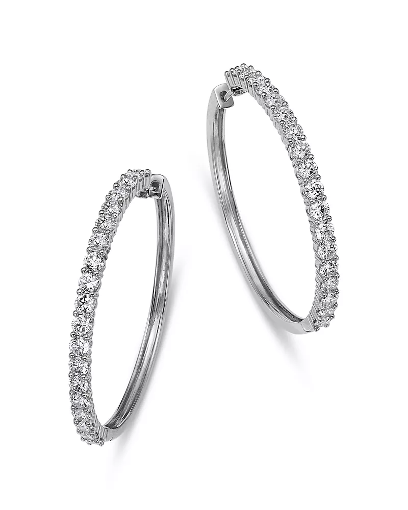 Bloomingdale's Fine Collection Diamond Hoop Earrings in 14K White Gold, 3.0 tcw