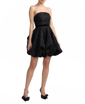  Floral Lace Strapless Bubble Mini Dress