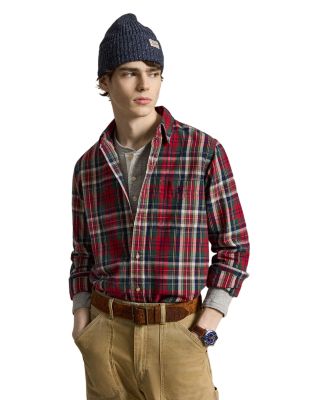 Classic Fit Cotton Plaid Brushed Oxford Shirt