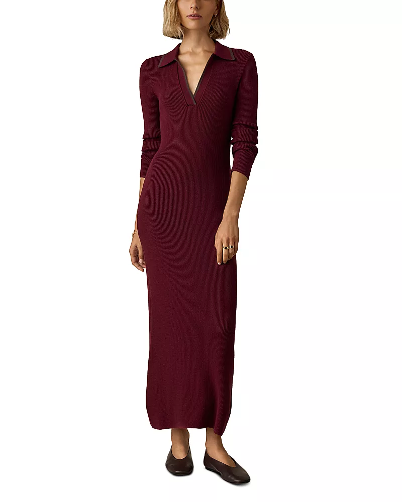 Faherty Throwback Long Sleeve Cotton & Cashmere Sweater Dress