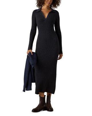 Throwback Long Sleeve Cotton & Cashmere Sweater Dress