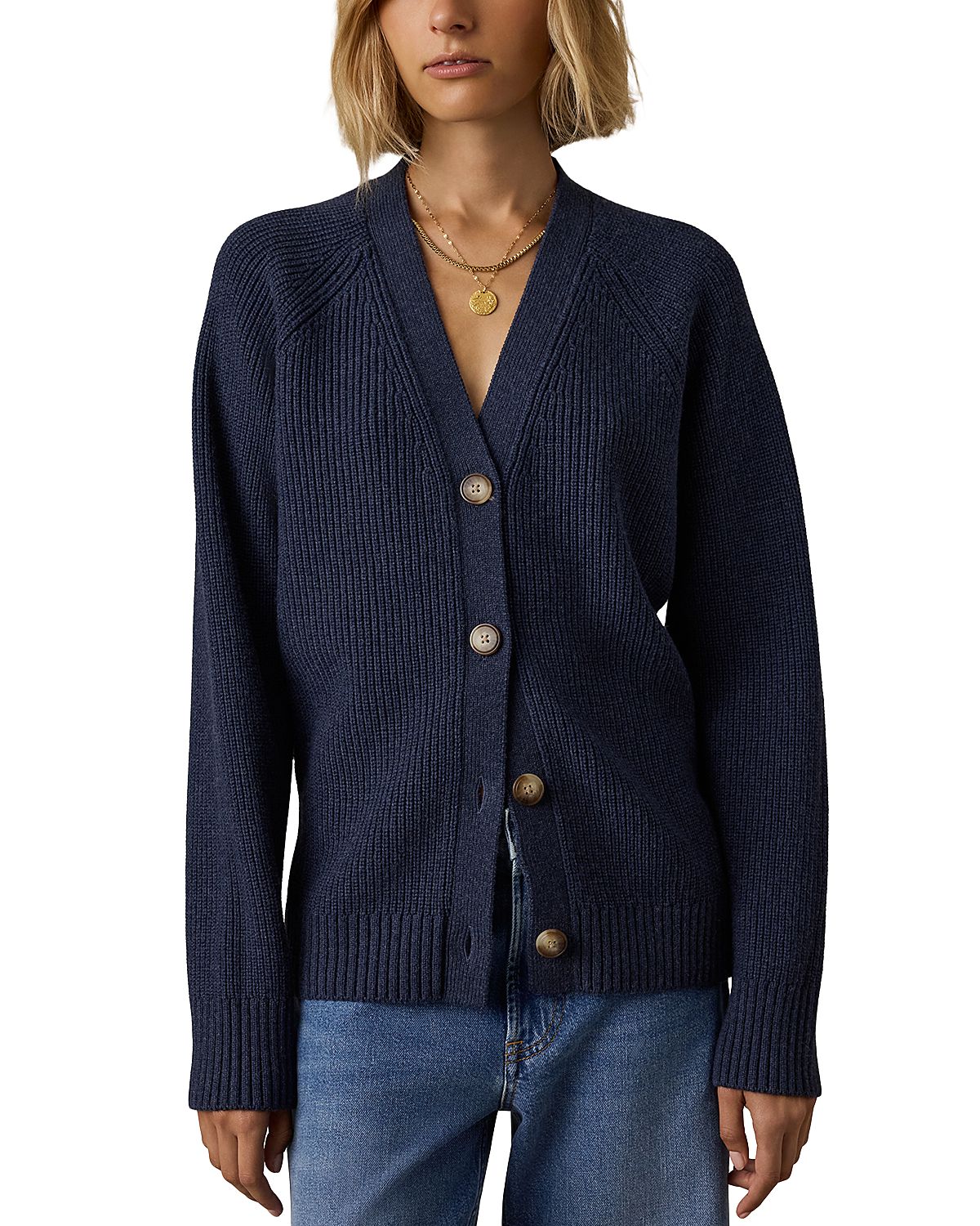 Faherty Northshore Cotton & Wool V Neck Cardigan