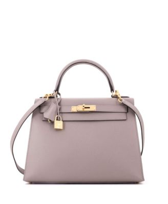 Kelly 28 Handbag Grey Epsom with Gold Hardware