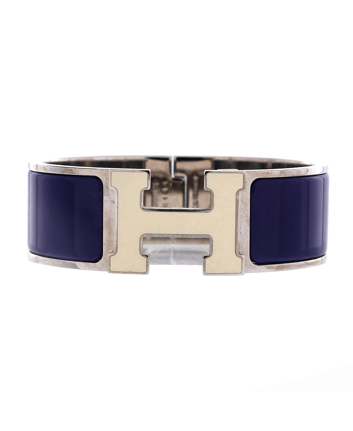 Pre-Owned Hermes Wide Clic Clac H Bracelet Metal and Enamel