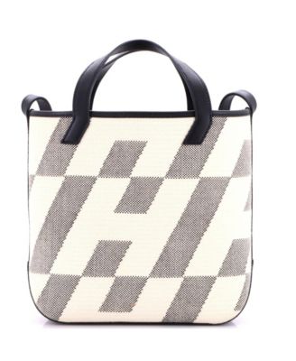 27 Cabas H en Biais Tote Canvas with Leather