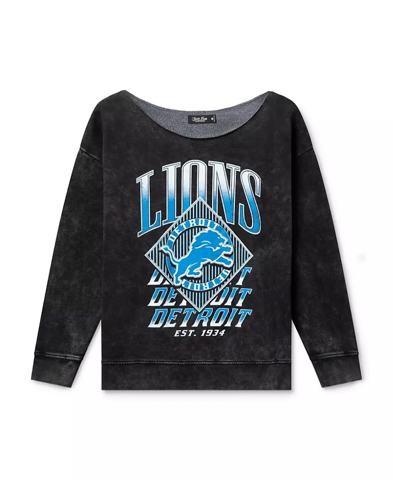 Junk Food Clothing Women's Nfl Detroit Lions Off Shoulder Cropped Fleece