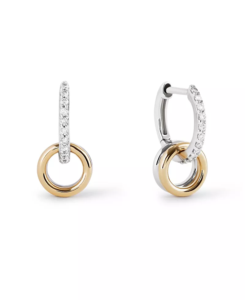 Ana Luisa Solid Yellow Gold Diamond Links Hoop Earrings