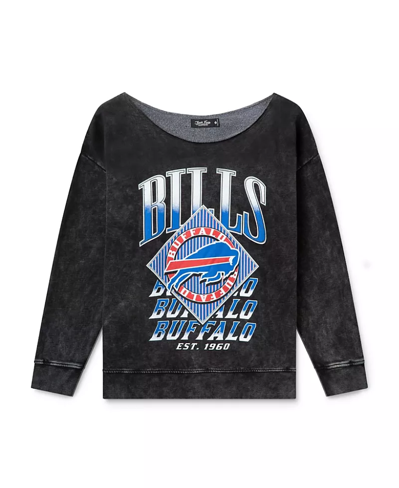 Junk Food Clothing Women's Nfl Buffalo Bills Off Shoulder Cropped Fleece