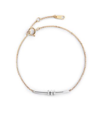  Solid Yellow Gold Diamond Links Bar Bracelet