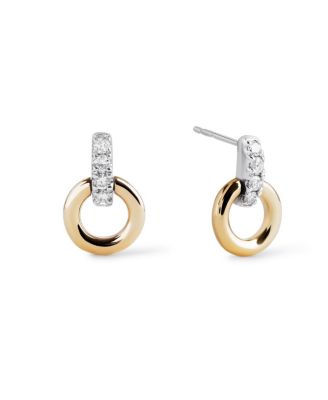  Solid Yellow Gold Diamond Links Studs