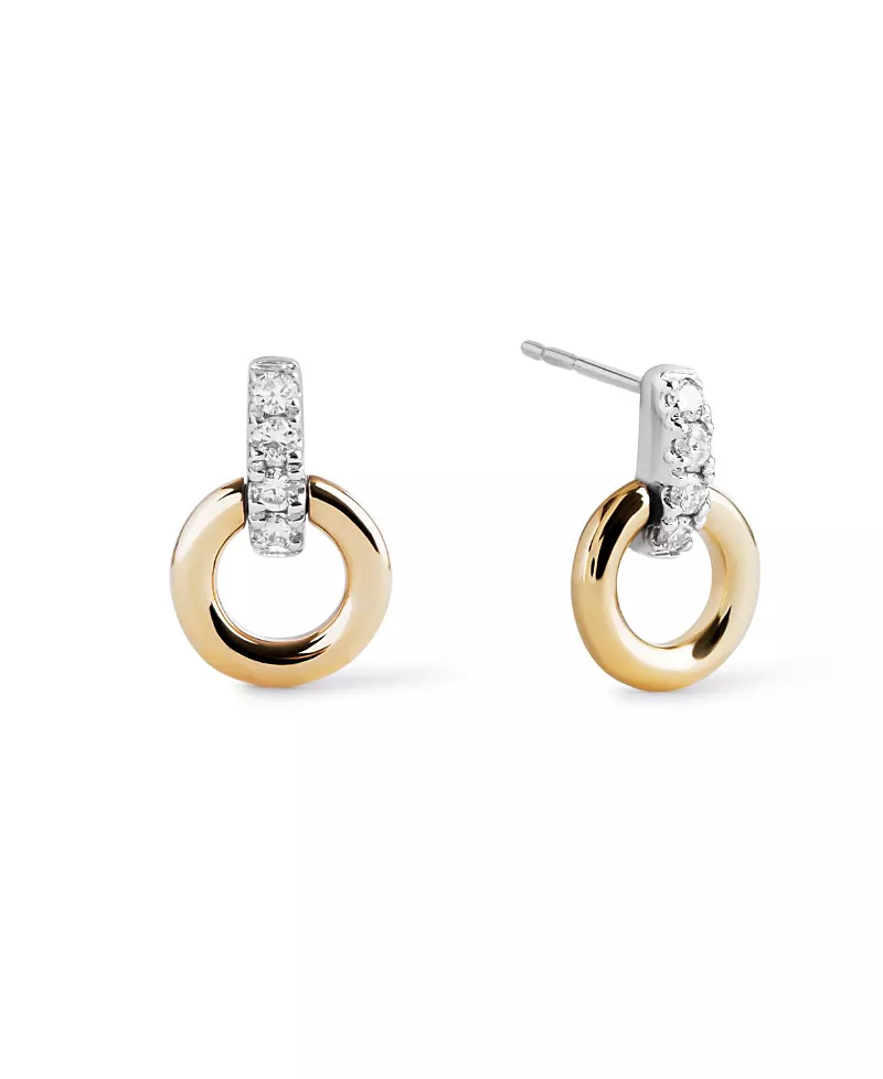 Ana Luisa Solid Yellow Gold Diamond Links Studs