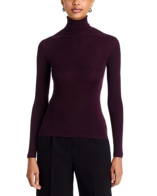 Merino Wool & Silk Micro Rib Turtleneck Tee