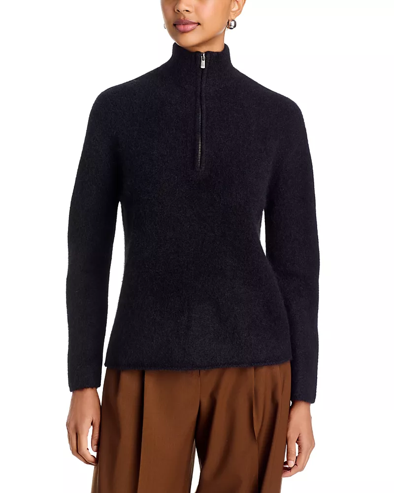 Majestic Filatures Alpaca Blend Half Zip Mock Neck Top