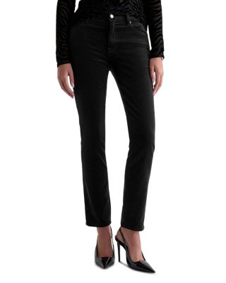 Mari Velvet High Rise Straight Jeans in Super Black