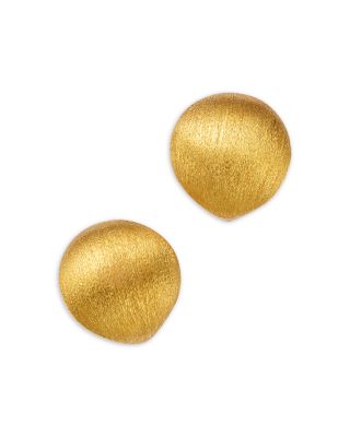 Brushed Curved Disc Earrings in 14K Yellow Gold