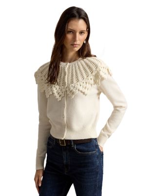 Wool & Alpaca Crochet Yoke Cardigan